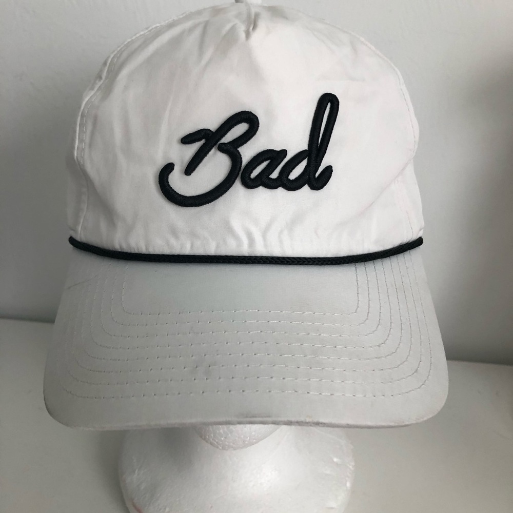 Bad Birdie White Nylon Hat with Black Embroidered Logo